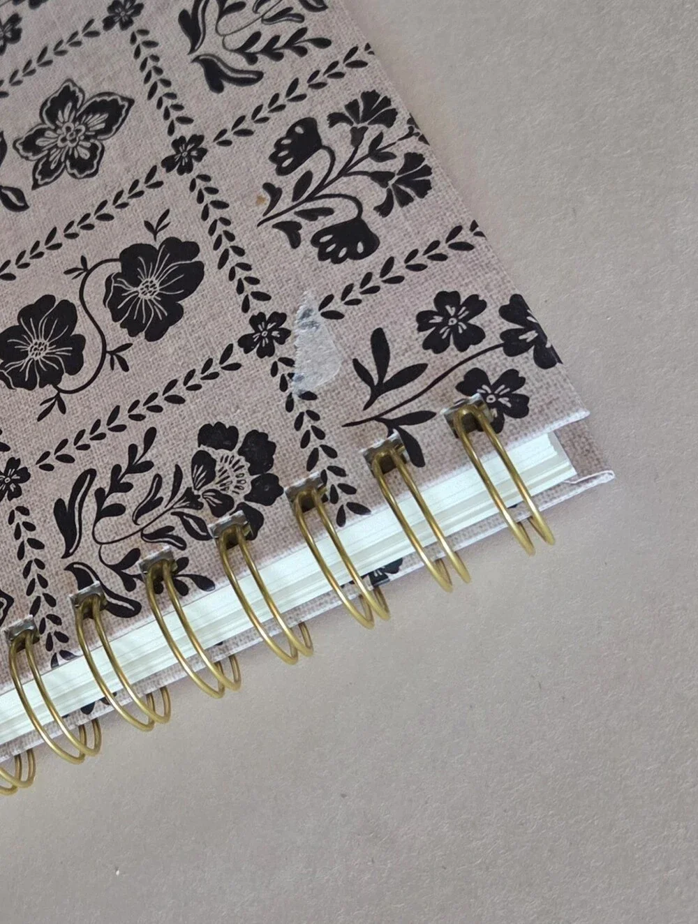 Clementine Black Floral Grid Large Spiral Hardcover Ruled Notebook